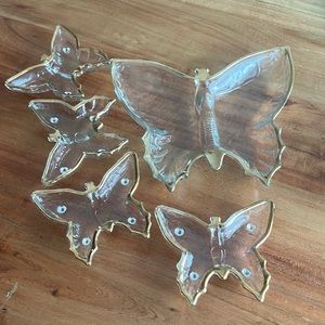 Vintage MCM Jeannette Glass Candy and Trinket Butterflies